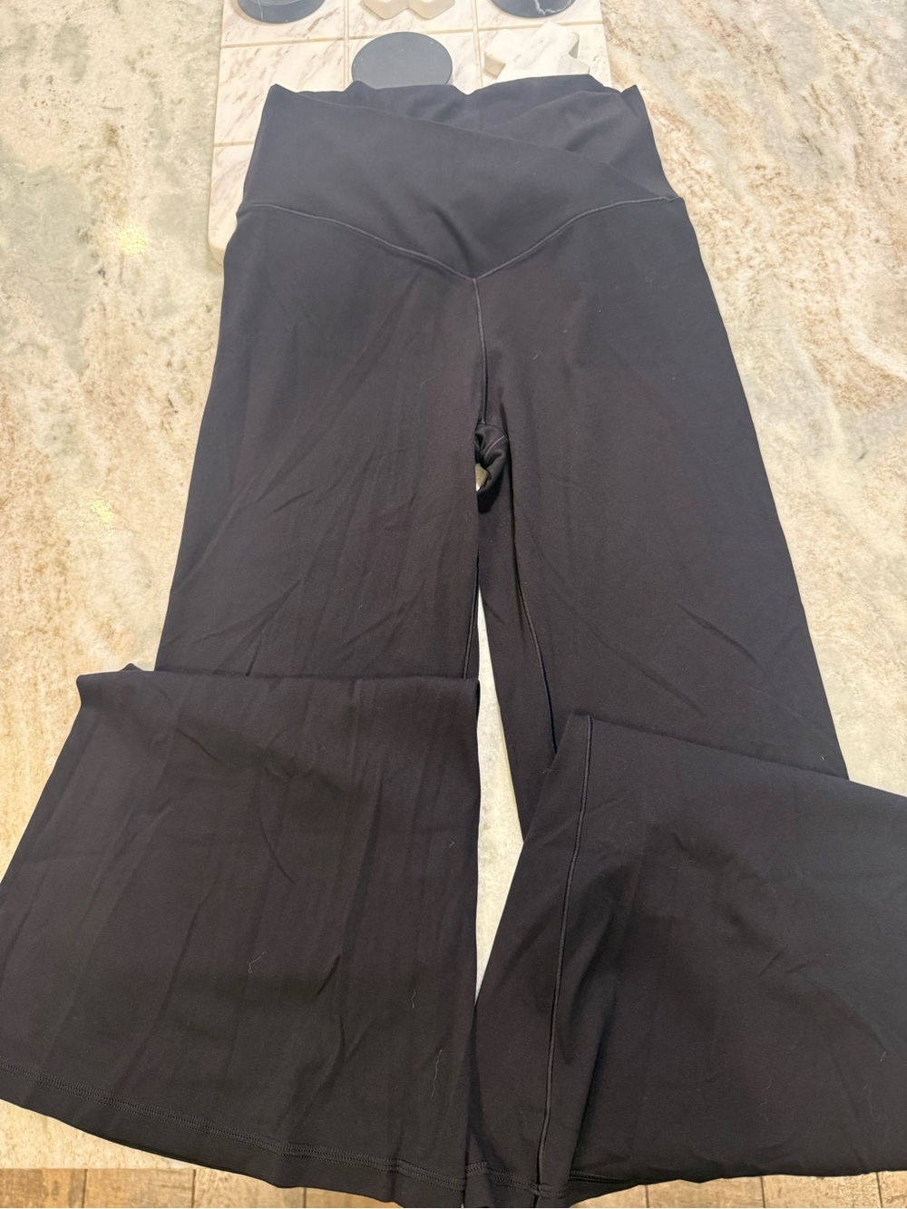 Women's V Waist Black Wide-Leg Yoga Pants AE Aerie L
